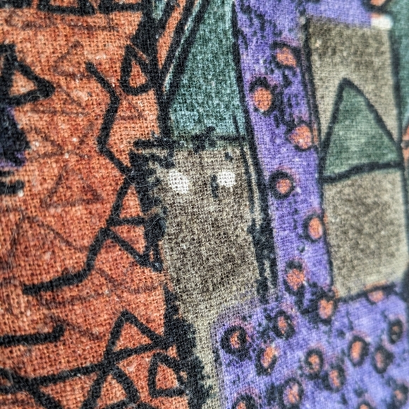 ๐ Robert Stock Limited Abstract Geometric Earthtone Blazer 100% Silk - Picture 7 of 9